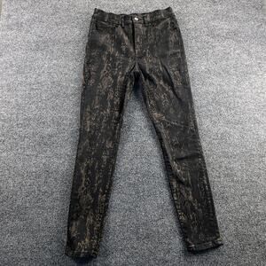 Express Jeans Womens 4R Black Brown Skinny High Rise‎ Stretch Denim Acid Wash